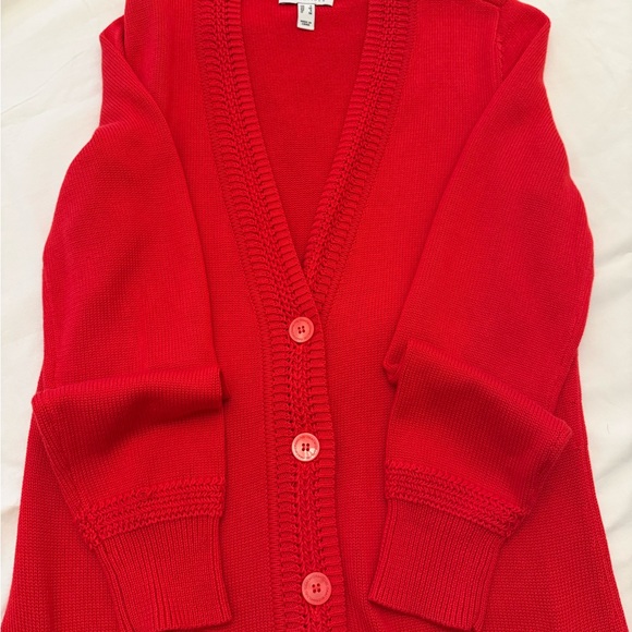 Isaac Mizrahi Bold Red Women's Button Up Cardigan - Picture 2 of 7